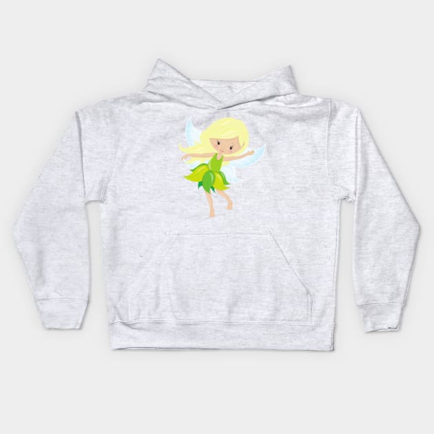 Cute Fairy, Blonde Hair, Magic Fairy, Forest Fairy Kids Hoodie by Jelena Dunčević